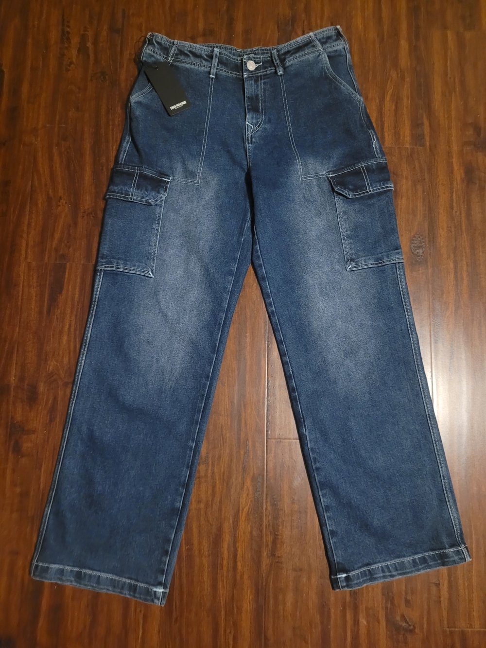 True Religion Women's Navy Blue Cargo Denim Jeans